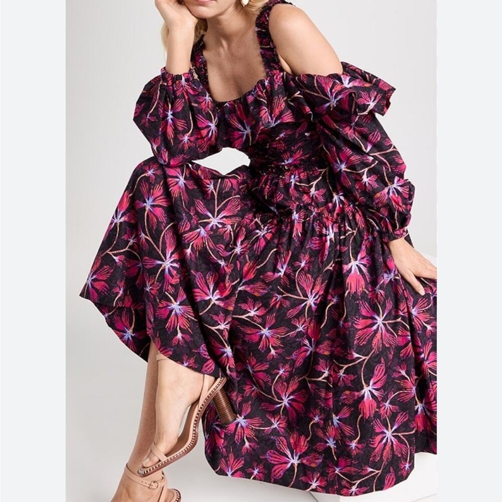 Ulla Johnson Caprice floral cold shoulder dress